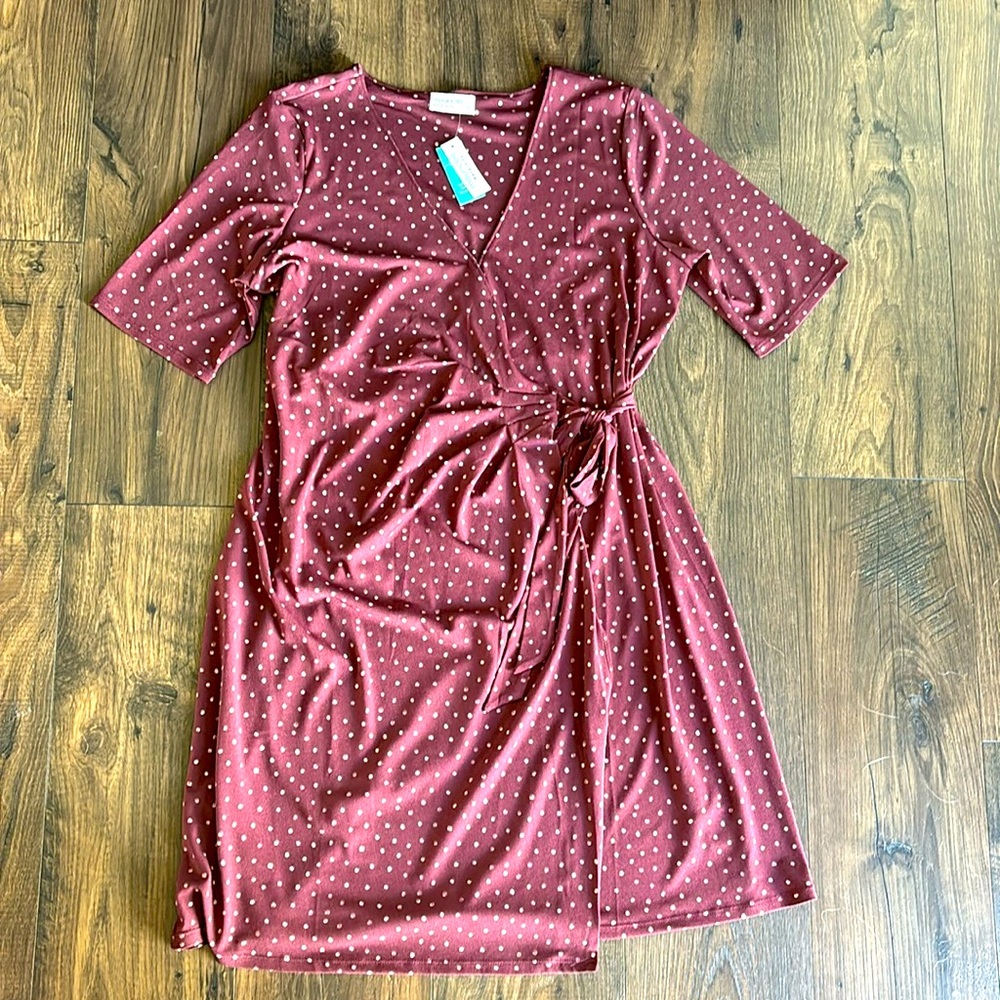 Maternity faux wrap dress breastfeeding friendly